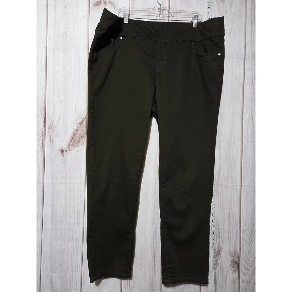 CJ Banks‎ Pants Womens 22W Plus Green Stretch Pull On Skinny Jeggings High Rise